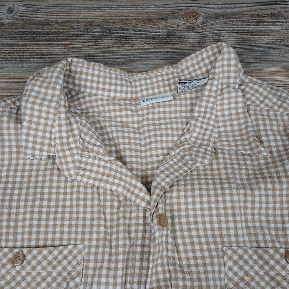 Short Sleeve Button Down Checkered Patterned Ligh… - image 6
